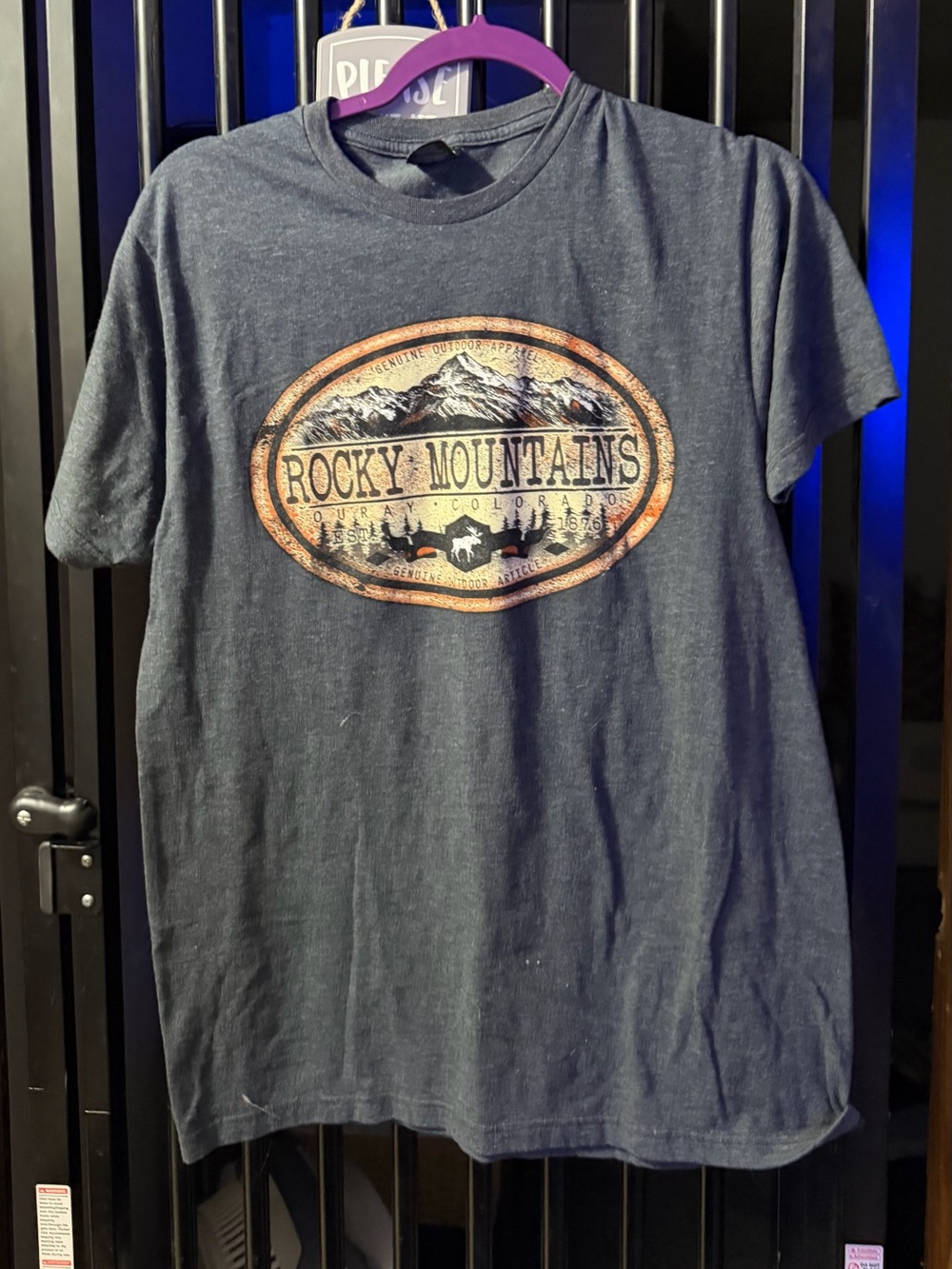 Rocky Mountains Graphic Tee - Navy with Tan/White Print